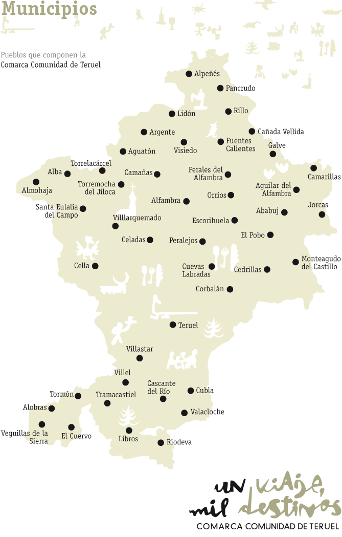 Pueblos que componen la Comarca Comunidad de Teruel